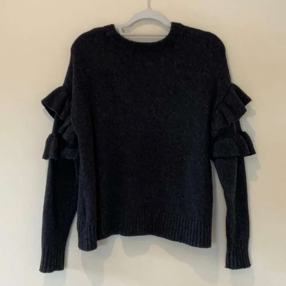 Cinq A Sept Mona Pullover Grey Wool Sweater - Picture 6 of 8